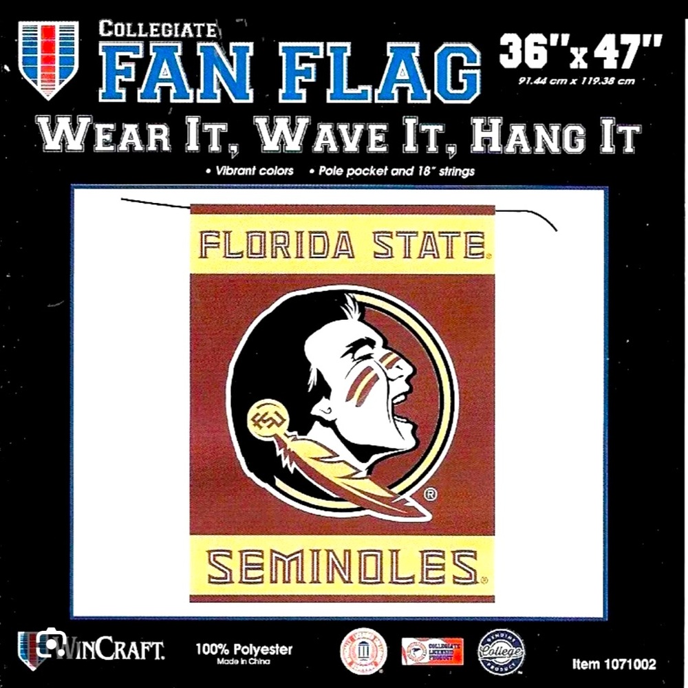 Florida State Seminoles FSU Wincraft 35”x47” Huge Wall Banner Cape Fan Flag NWT